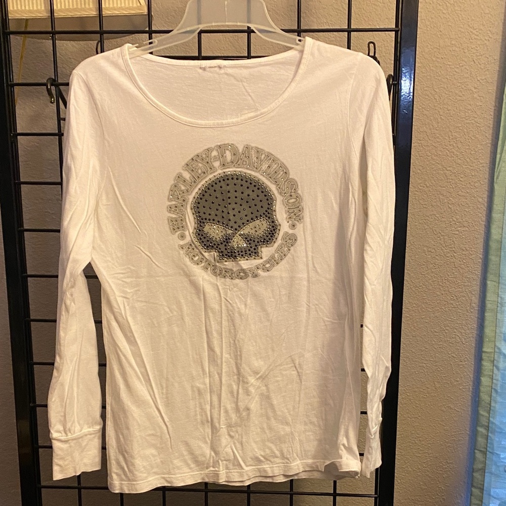 Harley-Davidson White Skull Long Sleeve Tee